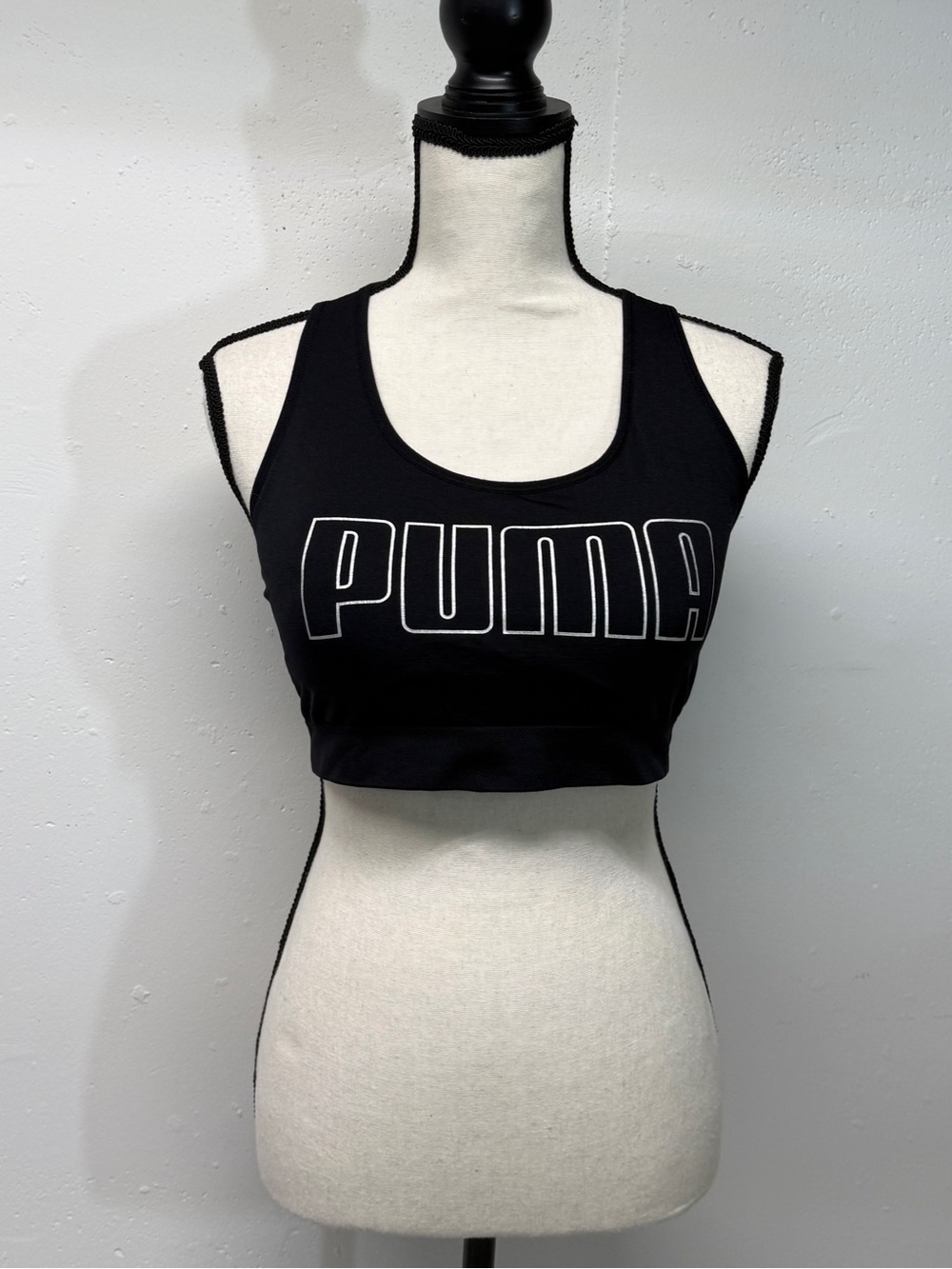 Puma Black and White Logo Crop Sports Bra